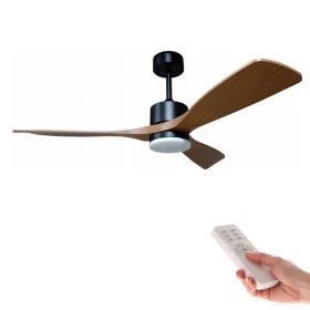 Ventilateur de Plafond LED CCT 18W Noir & Bois