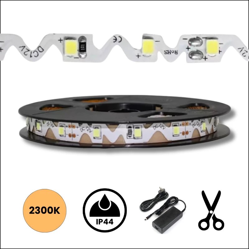 Bande LED ZigZag Blanc Chaud 2300K 12V Flexible | Ruban Pliable