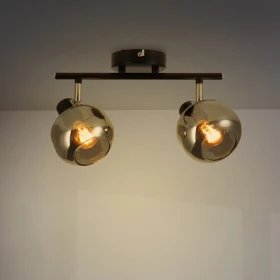 Plafonnier Double Verre Fumé Noir Glass 2 – 2x E14 Plafond Mur