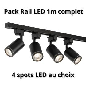 Pack 4 Spots sur Rail LED 1 mètre complet – Personnalisable