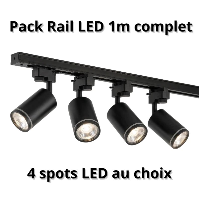Pack 4 Spots sur Rail LED 1 mètre complet – Personnalisable