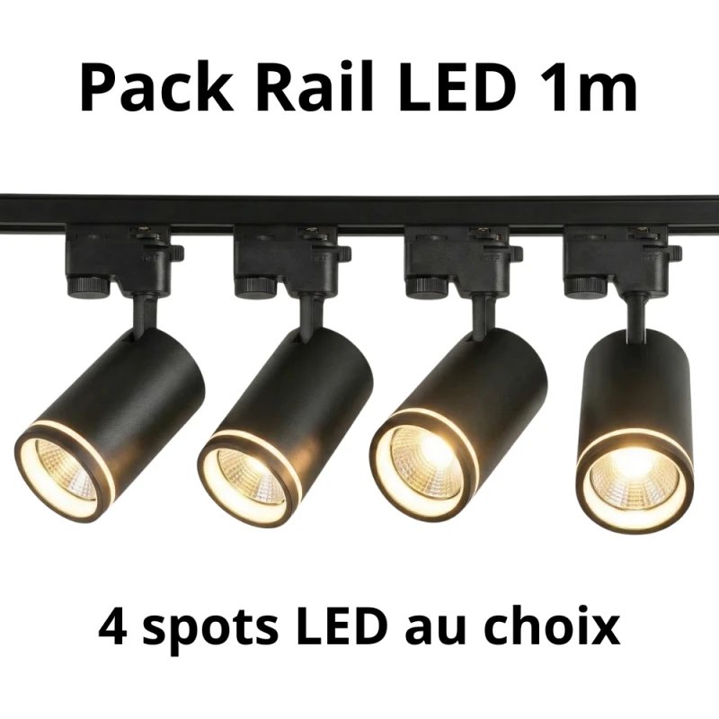Pack 4 Spots sur Rail LED 1 mètre complet – Personnalisable