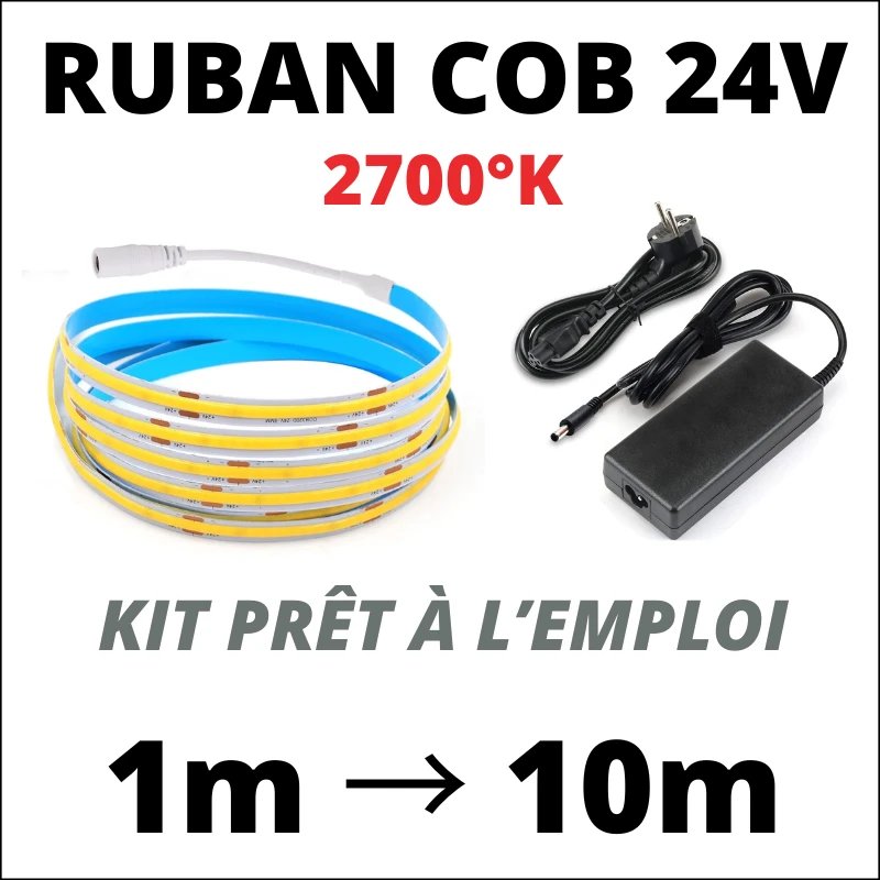Ruban LED COB 24V kit complet de 1 à 10m
