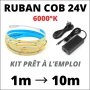 Ruban LED COB 24V haute puissance lumineuse 6000K Kit complet