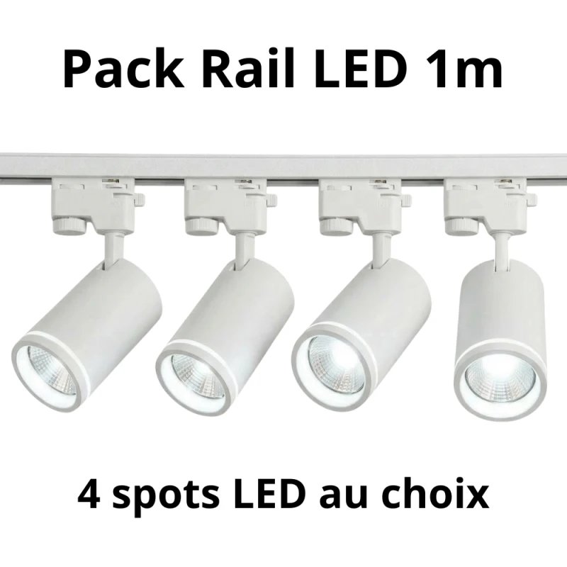 Pack 4 Spots sur Rail LED 1 mètre complet – Personnalisable