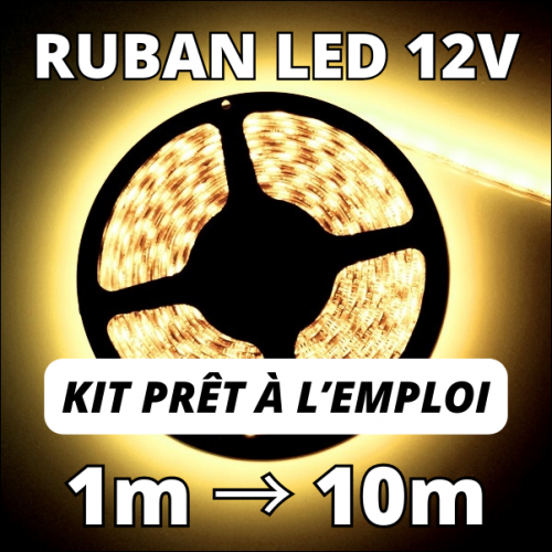Ruban LED 3528 12V bland chaud 3000°K