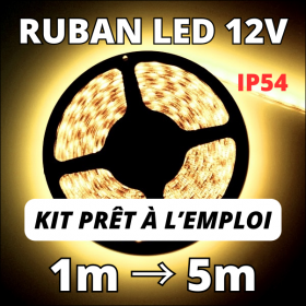 Kit ruban LED blanc chaud 60LED/m IP20 2m50 avec alimentation 220V
