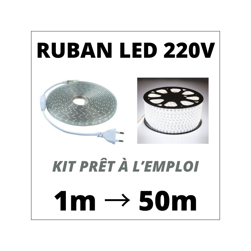 KIT Ruban LED 230V 5050 60led/m RGB 10 mètres étanche