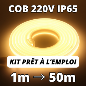 Ruban LED puissant et dimmable blanc chaud kit 220V de 2m50