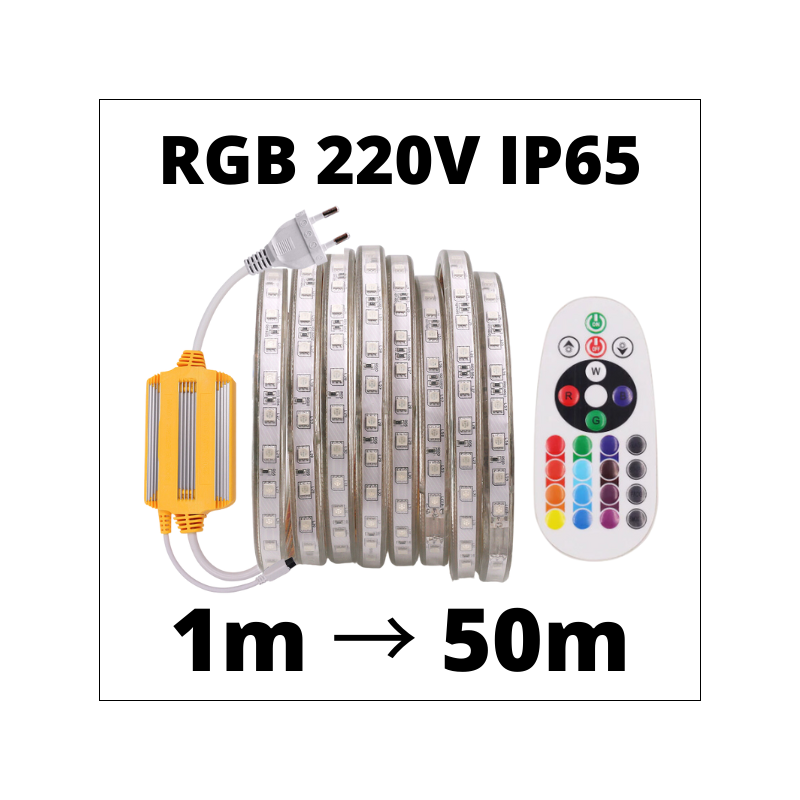 Kit ruban led RGB 3 mètres 90 LED multicolore 220v