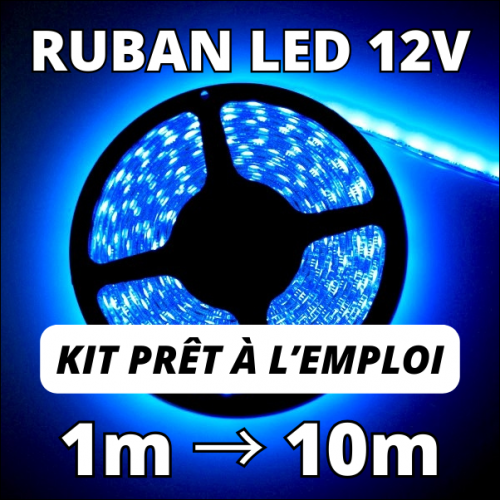 Kit ruban LED bleu en bande flexible, sécable et autocollante