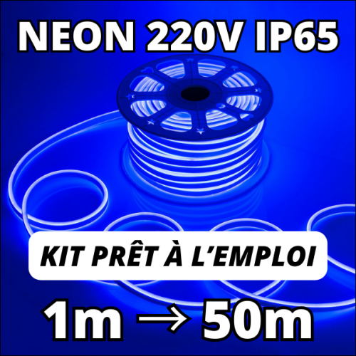 Kit Néon LED Flexible Bleu gaine lumineuse étanche de 1 à 50 mètres