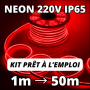 Néon flexible IP65 rouge kit complet de 1 à 50 mètres