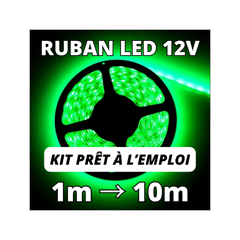 Ruban LED RGB flexible, sécable et autocollant. Kit complet de 1 à 5m