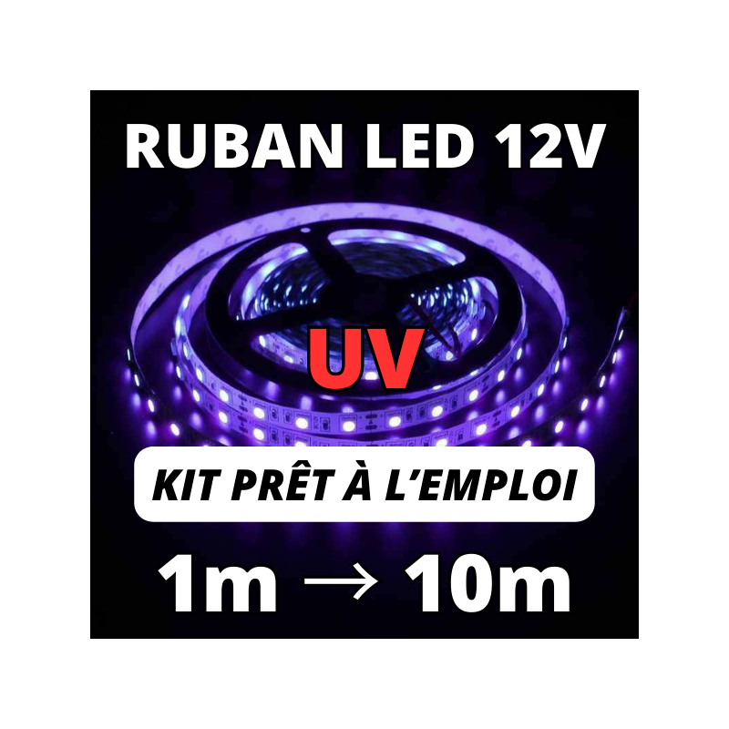 Ruban Led ultraviolet puissant pour lumière noire - 120 Leds/M