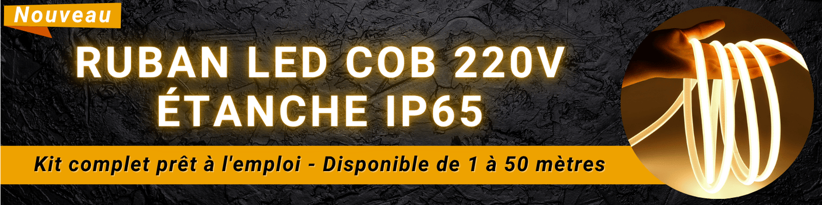 Ruban LED COB 220V étanche IP67