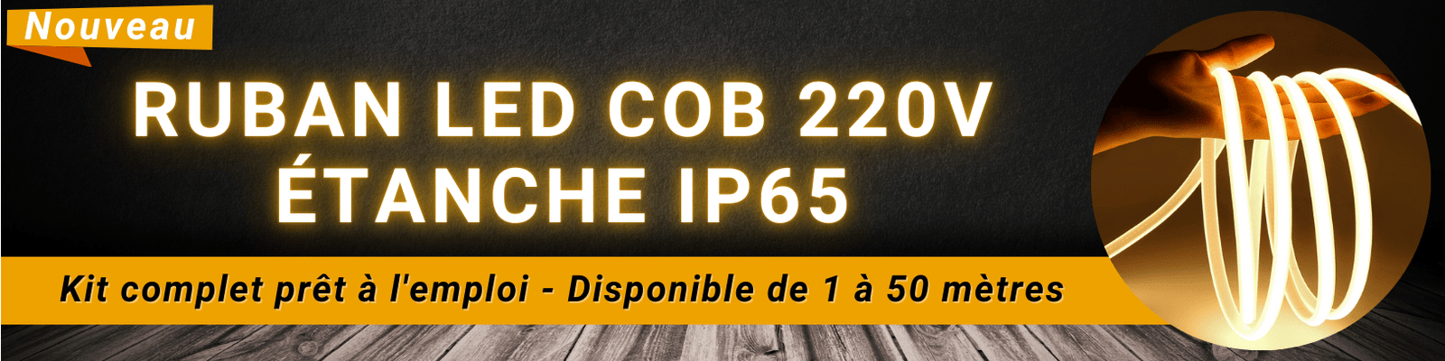 Ruban LED COB 220V étanche IP67