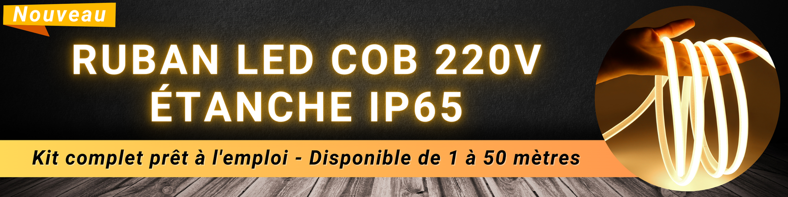 Ruban LED COB 220V étanche IP67